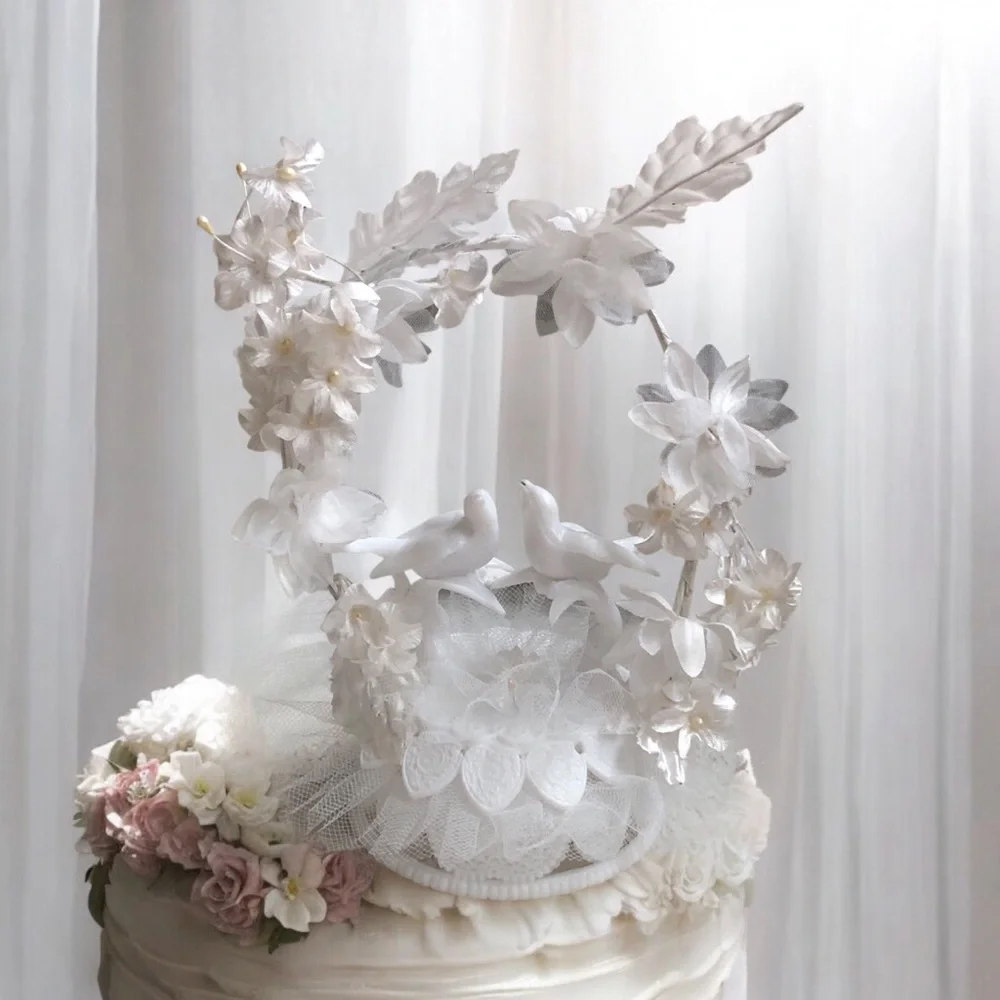 Vintage Wilton Wedding Cake Topper With Doves & Flowers